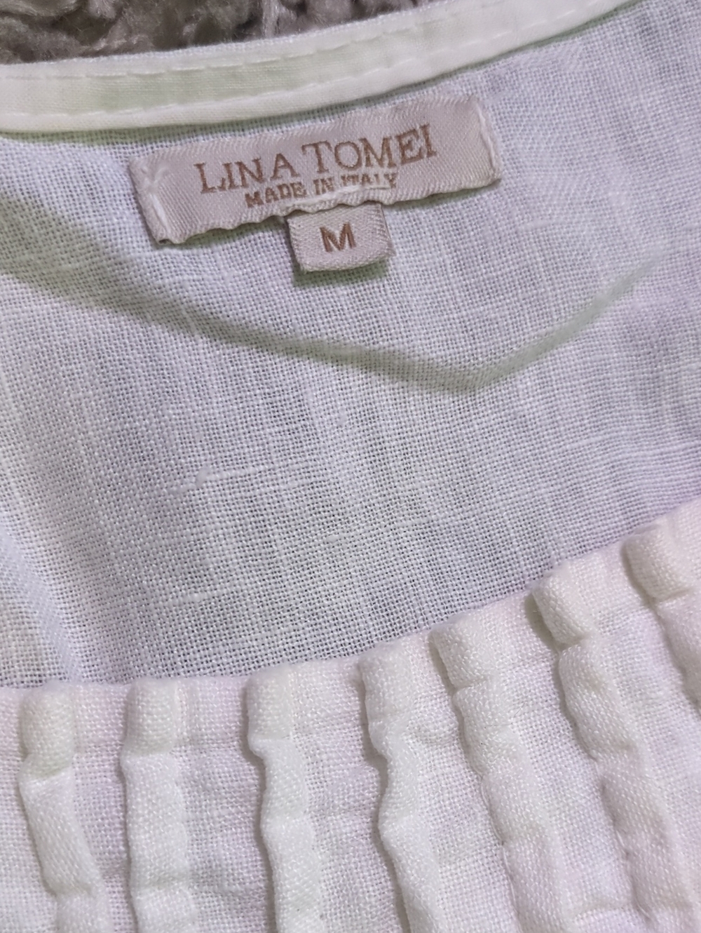 3 Linen Top Bundle Made in Italy St. Tropez West White Blouses Mixed Sizes - Picture 5 of 16